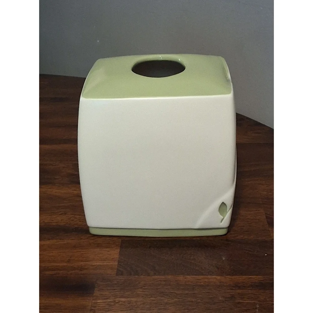 Bed Bath & Beyond Spring Lake Ceramic Bathroom Set Sage Green Leaf 3 Piece